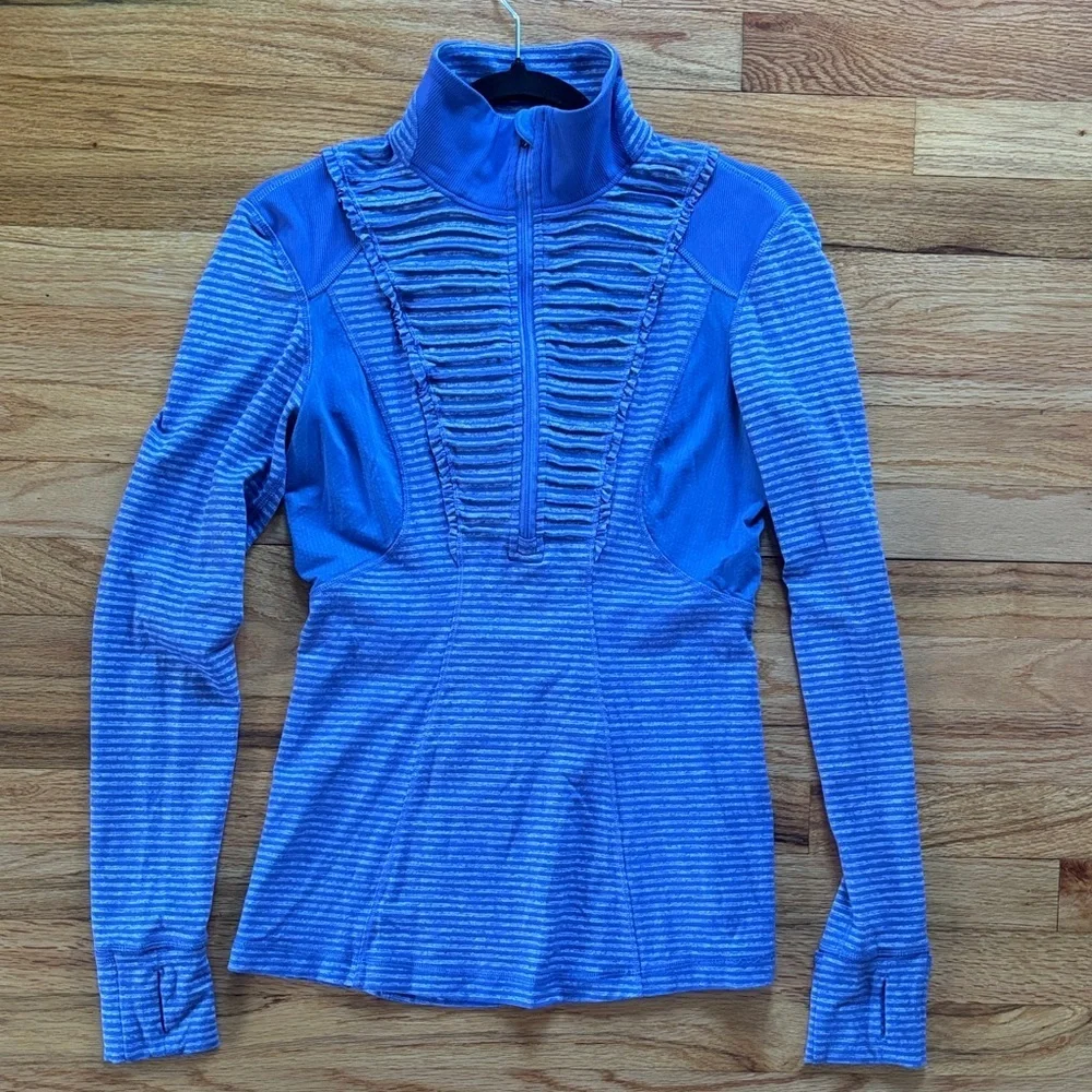 lululemon Women's Lavender Striped Pullover Half-Zip Long Sleeve Top